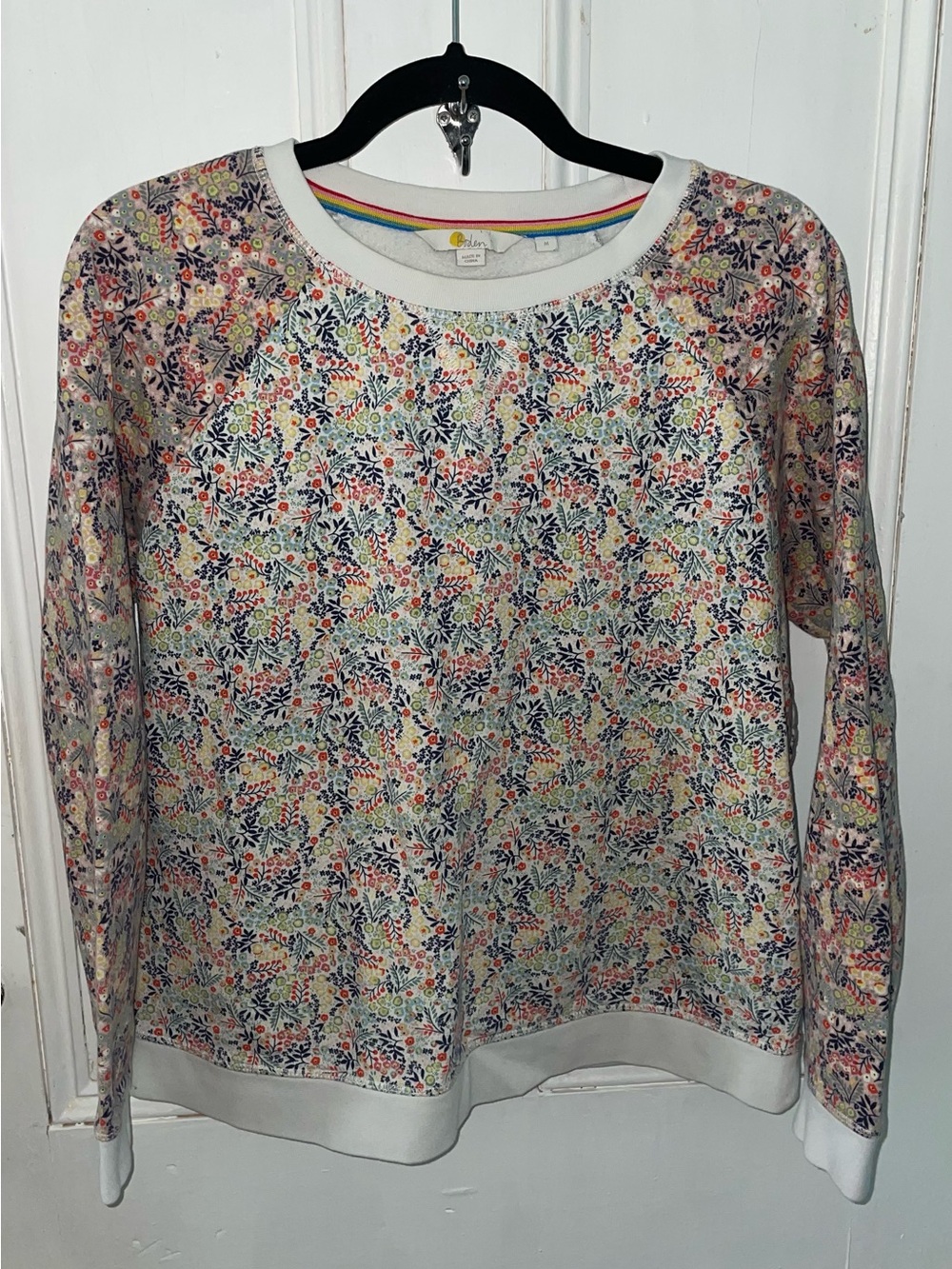 Boden Floral Multi-Color Crewneck Sweatshirt - White Trim